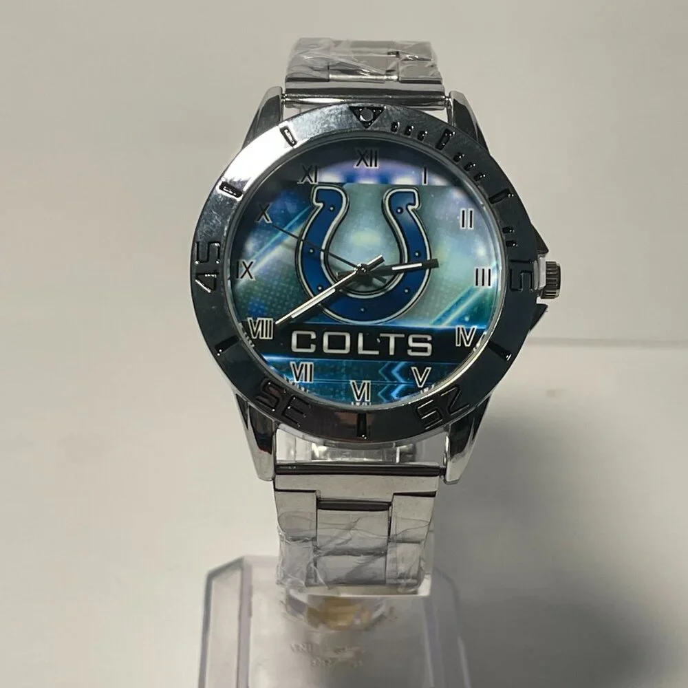 Indianapolis Colts NFL Team Logo Men's Stainless-Steel Silver Watch NEW